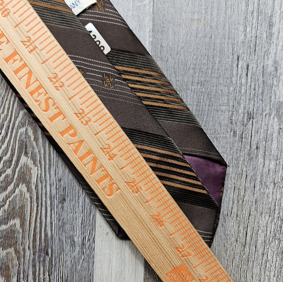 Boeing Neck Tie Vintage Brown Stripes 767 Logo Pattern - Picture 7 of 7